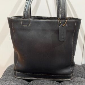 Coach- navy leather tote bag